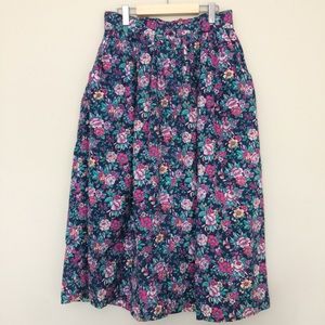 90s Vintage Lady Footlocker Floral Maxi Skirt